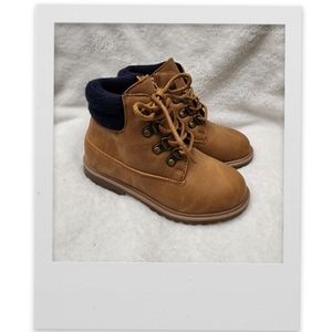 NWOT Tan/Navy Lace-Up Boots, Kid's 10